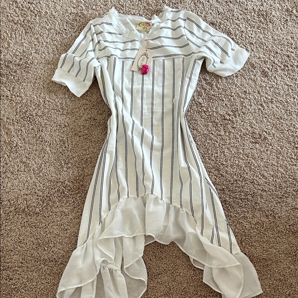 Super cute White and Black Striped Mini Dress